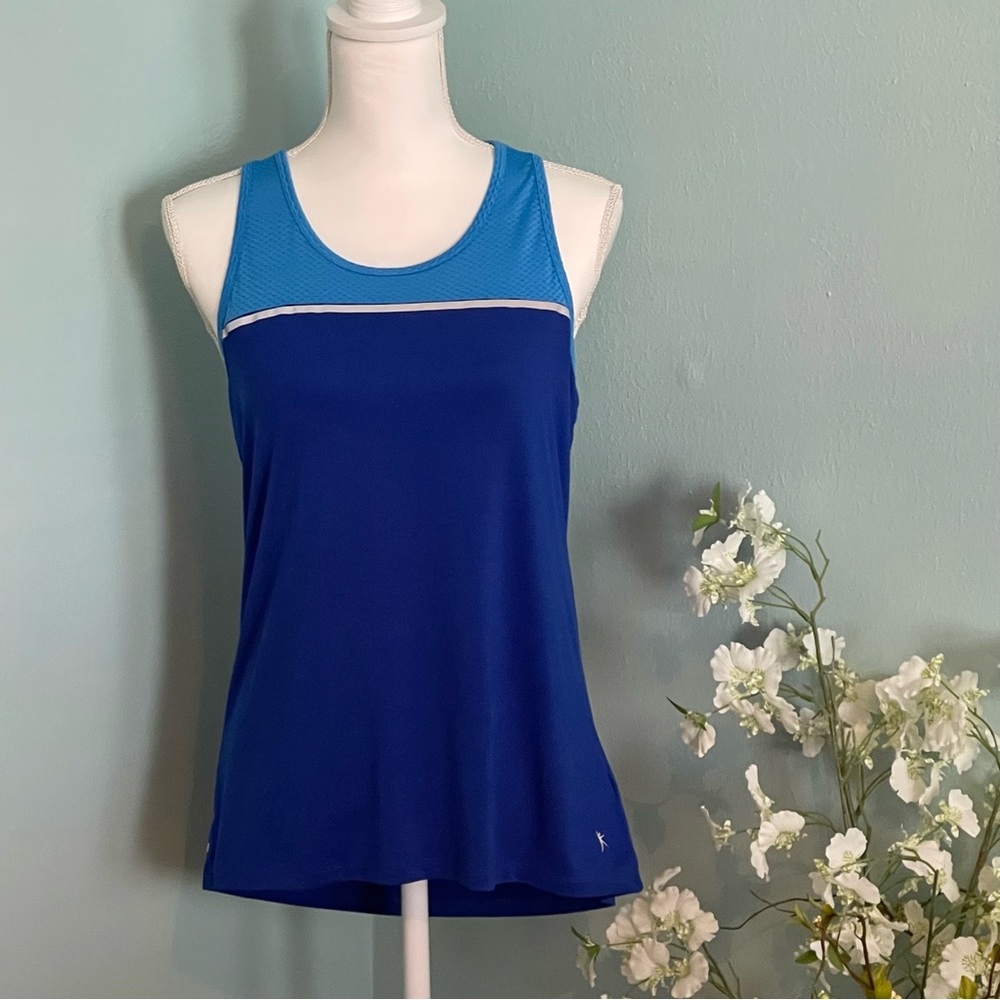 Blue Danskin Now Racerback Tank Top with Kehole Back